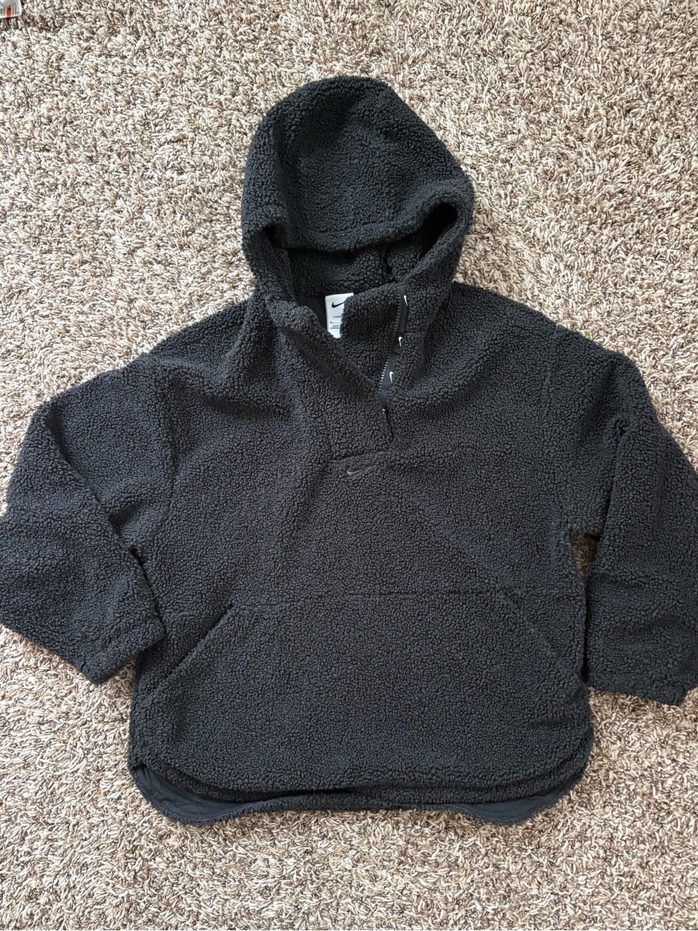 Nike Black Sherpa Zip-Up Hoodie - Youth XL Cozy Fleece